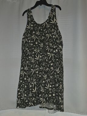 Maurices Dark Green Floral Tank Mini Dress with Cream Print